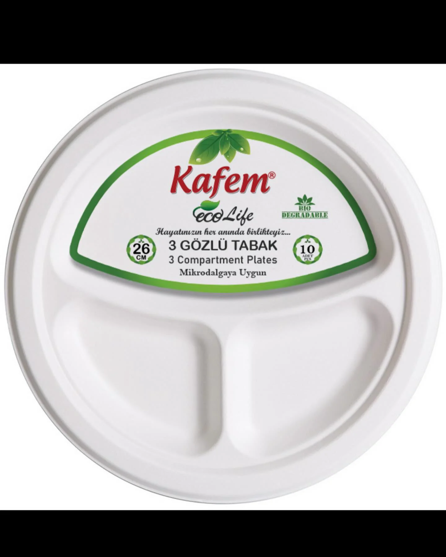 Kafem Eco Life 3 Gözlü Bio-Degradable Tabak